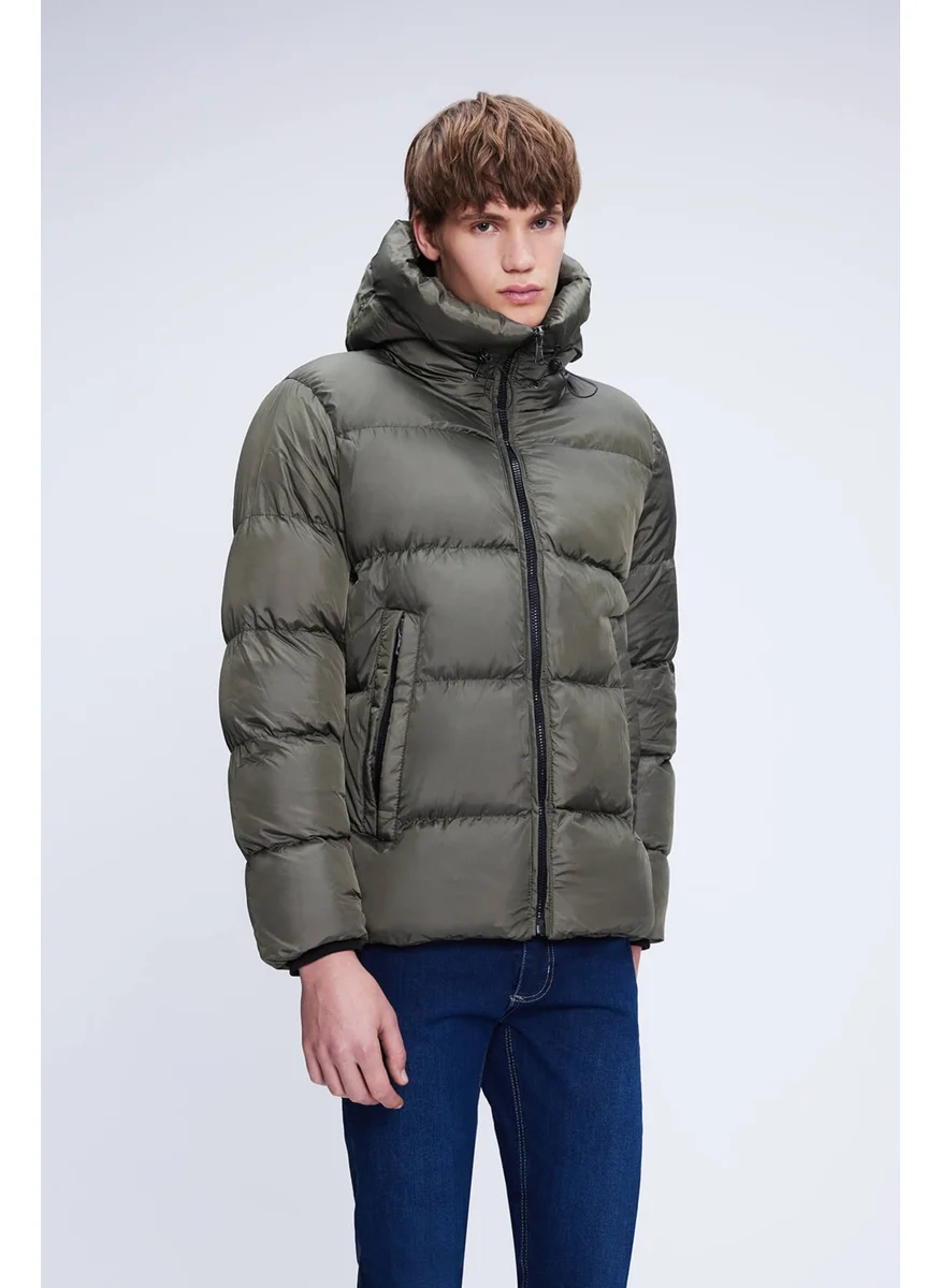Hatemoğlu Khaki Dynamic Fit Judge Collar Hooded Puffer Jacket