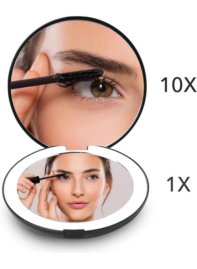 الأزرق جي دبليو مرآة ماكياج سفر بلوجو LED مضاءة، تكبير 1x/10x - ضوء النهار LED، مدمجة، محمولة، كبيرة 5"مرآة قابلة للطي مضاءة على نطاق واسع - Image 3