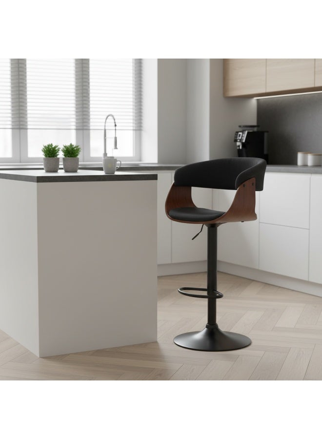 بيتي كرسي بار ( بستيم ) من القماش مع قاعدة حديد قابل للتعديل - أسود - Image 1