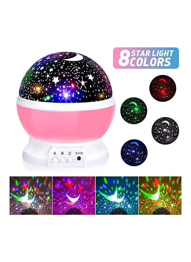 Generic - Star And Moon Rotating Projector Night Lamp Black/White/Pink 13x13x14.5cm - Image 1
