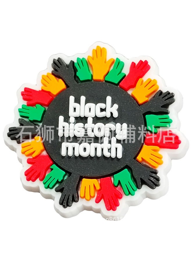 Black History Month Straw PET Spiral Party Straw Straw Buckle Patch Food Grade Color Elbow Pipe Accessories-Colour:XXG107-12-Specification:Straw + Shoe Flower - Image 1