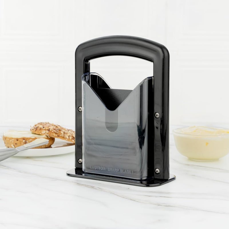 Restaurantware Met Lux 7 x 35 x 9 Inch Bagel Slicer 1 Commercial Bagel Cutter  BuiltIn Safety Shield Safe and Easy To Use Black Stainless Steel Universal Slicer NonStick and Serrated Blade - Image 3