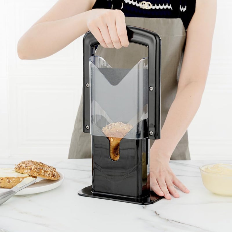 Restaurantware Met Lux 7 x 35 x 9 Inch Bagel Slicer 1 Commercial Bagel Cutter  BuiltIn Safety Shield Safe and Easy To Use Black Stainless Steel Universal Slicer NonStick and Serrated Blade - Image 5