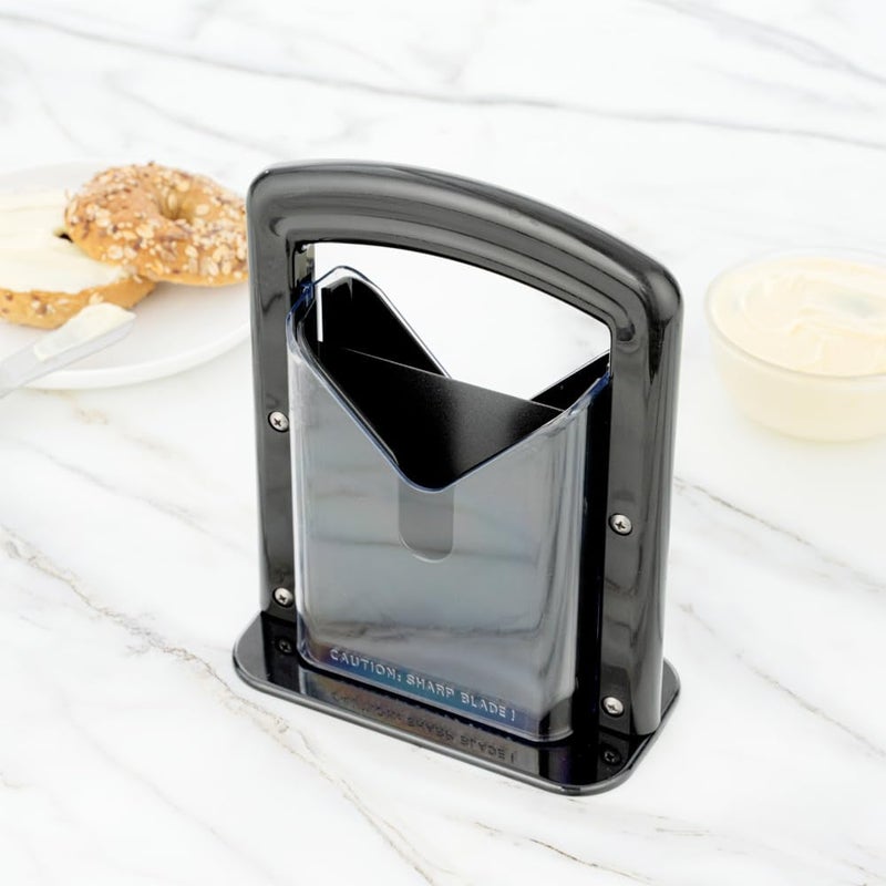 Restaurantware Met Lux 7 x 35 x 9 Inch Bagel Slicer 1 Commercial Bagel Cutter  BuiltIn Safety Shield Safe and Easy To Use Black Stainless Steel Universal Slicer NonStick and Serrated Blade - Image 4