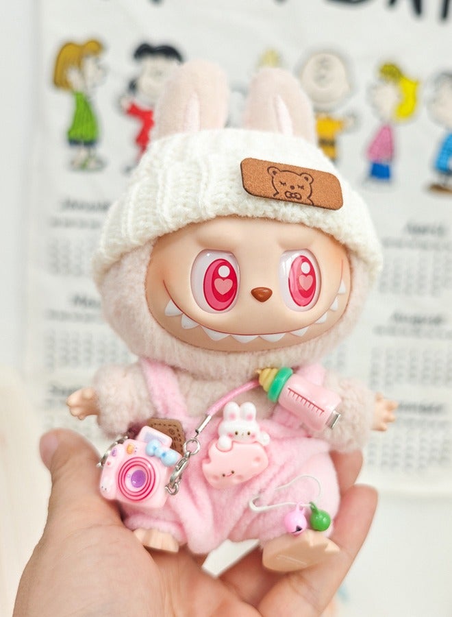 2-Pieces Labubu Dolls Shirt Clothes Accessories with Cap Casual Style Outfit for Pretend Play Doll Clothing Set for Kids Play - Image 1