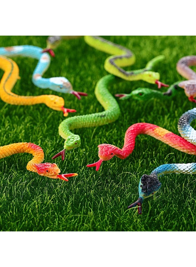 Blulu 24 Pieces Small Plastic Snakes Realistic Rubber Snakes Halloween Snake Toys 4 Inch Assorted Colorful Mini Fake Snake Toys for Garden Prank Prop Scare Birds Halloween Party Favors - Image 2