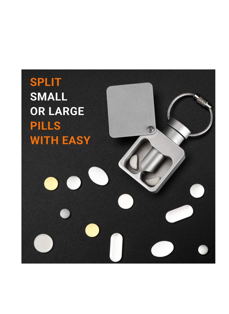 SYOSI - Mini Pill Splitter,  Keychain Pill Cutter Ever with Sharp Metal Blade, Portable Pill Slicer Pill Storage Container for Home, Travelling, Office, On Business - Image 1