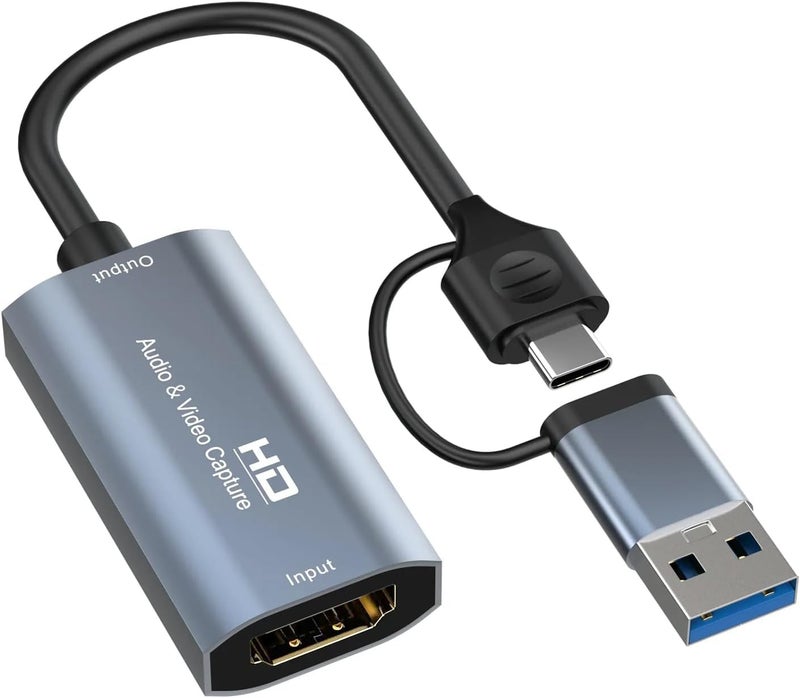 بطاقة التقاط HDMI، جهاز التقاط فيديو USB C بدقة 4K، يلتقط الفيديو والصوت للتسجيل للألعاب والبث المباشر والتدريس ومؤتمرات الفيديو، يعمل مع OBS Studio وPotPlayer وQuickTime Player (إدخال 4K وإخراج 1080P) - Image 1