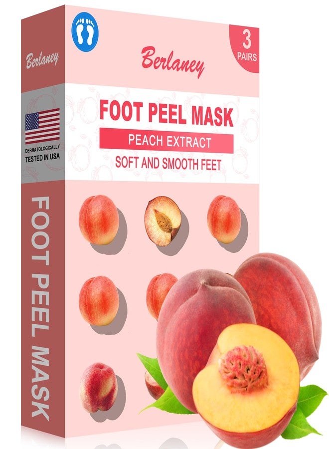 Berlaney Peach Foot Peeling Mask 3 Pairs, Exfoliator for Cracked Heels & Callus - Image 1