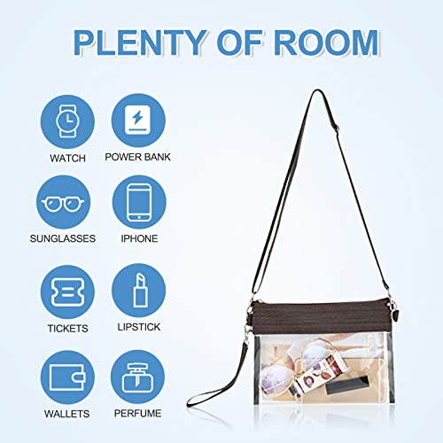 USPECLARE Clear Crossbody Bag Stadium Approved Transparent Purse for Work Concert Sports(Brown) - Image 5