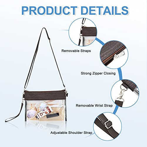 USPECLARE Clear Crossbody Bag Stadium Approved Transparent Purse for Work Concert Sports(Brown) - Image 4
