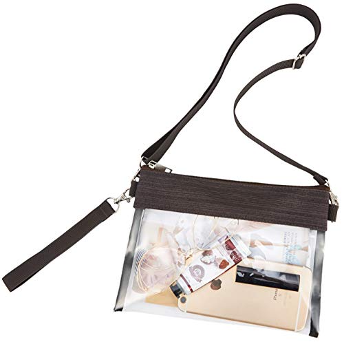 USPECLARE Clear Crossbody Bag Stadium Approved Transparent Purse for Work Concert Sports(Brown) - Image 1
