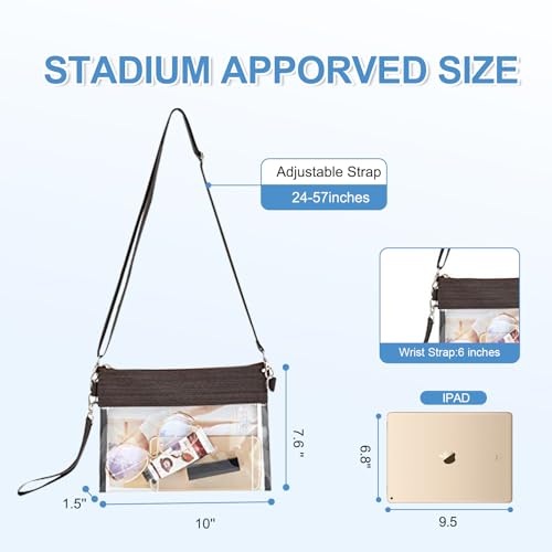 USPECLARE Clear Crossbody Bag Stadium Approved Transparent Purse for Work Concert Sports(Brown) - Image 3