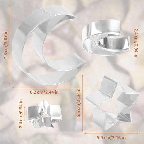 Pretwad Star Cookie Cutter and Moon Cookie Cutters, 2PCS Stainless Steel Cookie Cutters Sandwich Cutters Fondant Donut Cutters, Cookie Molds for Kids Breakfast - Image 2