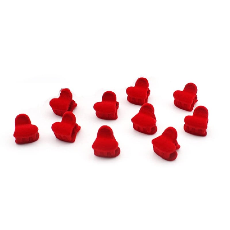 Hot&Sattion 30pcs Red Velvet Mini Hair Claw Clips Flower Heart Bow Hair Bangs Pin Small Hair Clips Clamps Non Slip Tiny Plastic Jaw Clips For Girls and Women - Image 3