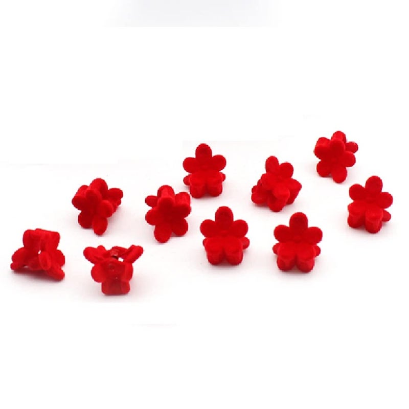 Hot&Sattion 30pcs Red Velvet Mini Hair Claw Clips Flower Heart Bow Hair Bangs Pin Small Hair Clips Clamps Non Slip Tiny Plastic Jaw Clips For Girls and Women - Image 4