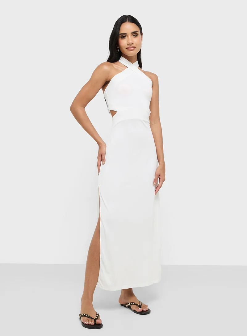 Ginger Halter Neck Cutout Detail Maxi Dress