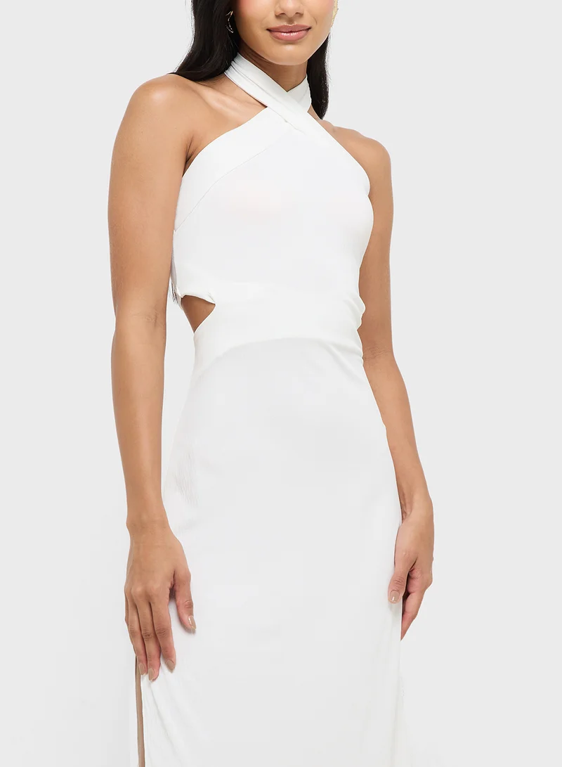 Ginger Halter Neck Cutout Detail Maxi Dress