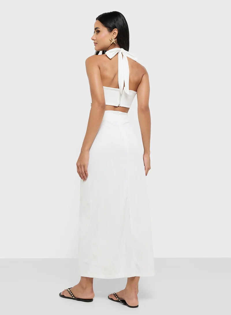 Ginger Halter Neck Cutout Detail Maxi Dress