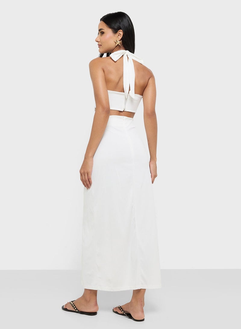 Ginger Halter Neck Cutout Detail Maxi Dress - Image 3