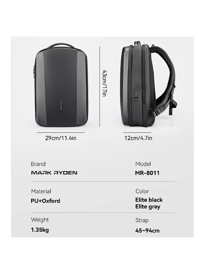 MARK RYDEN  Mark Ryden MR-8011 Laptop Backpack for Men, 15.6 Inch Water-Repellent Bag with Dual USB Charging Ports, Trolley Strap, Digital Compartment, YKK Zipper, EVA Hard Shell – FUTURE Series  | Best Price UAE