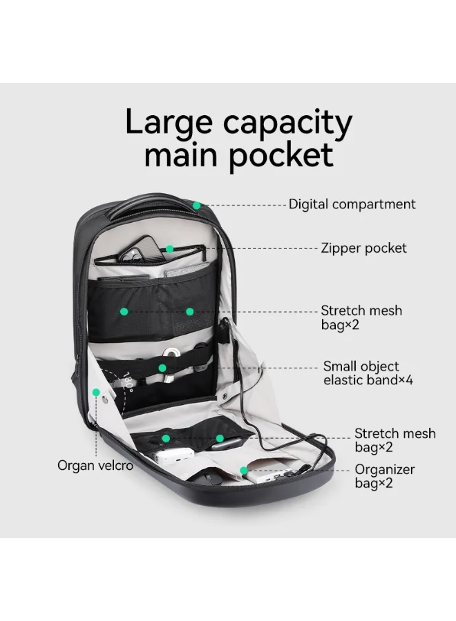 MARK RYDEN  Mark Ryden MR-8011 Laptop Backpack for Men, 15.6 Inch Water-Repellent Bag with Dual USB Charging Ports, Trolley Strap, Digital Compartment, YKK Zipper, EVA Hard Shell – FUTURE Series  | Best Price UAE