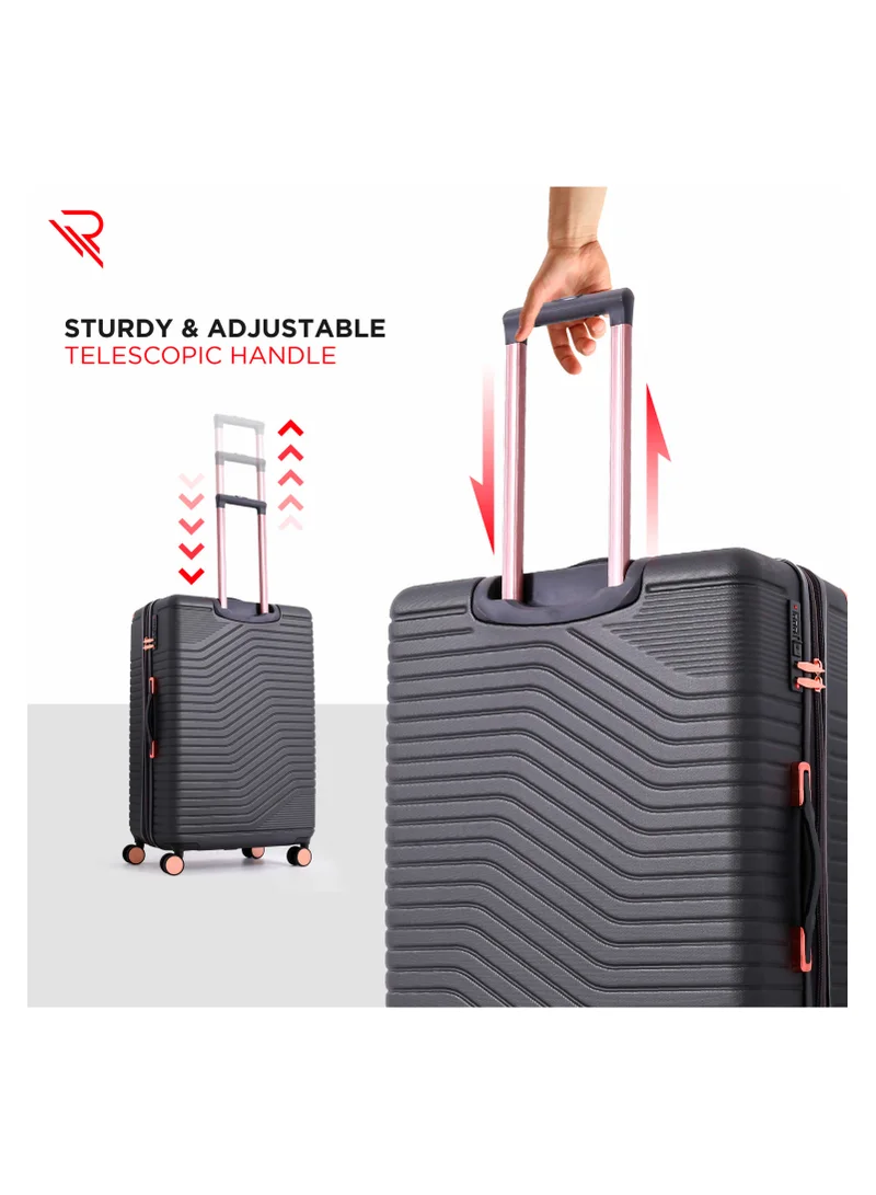 ريفلكشين REFLECTION Saphir Premium Quality ABS Suitcase Lightweight Hardshell Metalic Corner Vertical Series Travel Luggage Trolley with 4 Spinner Wheels and TSA Lock 20 Inch 51 CM Grey