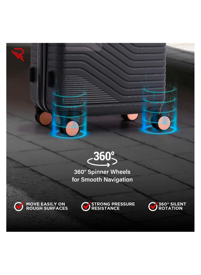 ريفلكشين REFLECTION Saphir Premium Quality ABS Suitcase Lightweight Hardshell Metalic Corner Vertical Series Travel Luggage Trolley with 4 Spinner Wheels and TSA Lock 20 Inch 51 CM Grey