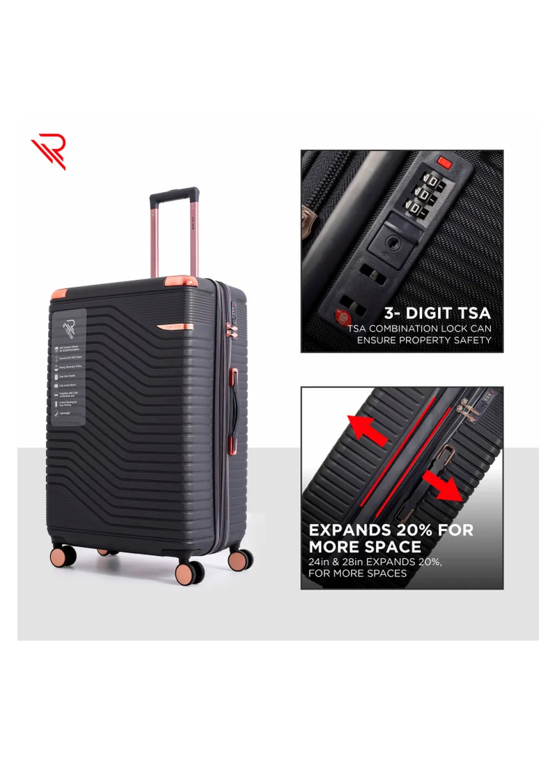 ريفلكشين REFLECTION Saphir Premium Quality ABS Suitcase Lightweight Hardshell Metalic Corner Vertical Series Travel Luggage Trolley with 4 Spinner Wheels and TSA Lock 20 Inch 51 CM Grey