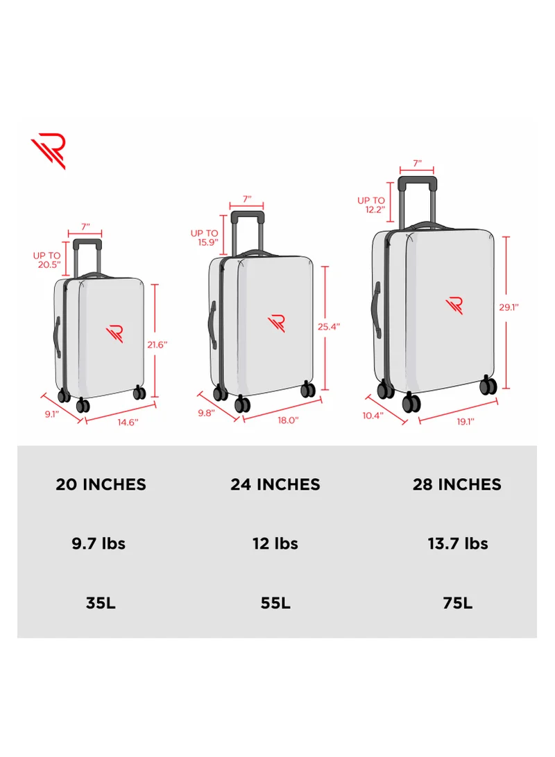 ريفلكشين REFLECTION Saphir Premium Quality ABS Suitcase Lightweight Hardshell Metalic Corner Vertical Series Travel Luggage Trolley with 4 Spinner Wheels and TSA Lock 20 Inch 51 CM Grey