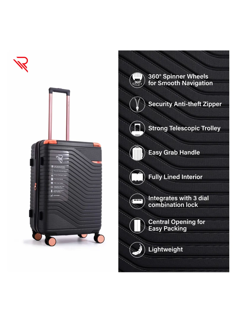 ريفلكشين REFLECTION Saphir Premium Quality ABS Suitcase Lightweight Hardshell Metalic Corner Vertical Series Travel Luggage Trolley with 4 Spinner Wheels and TSA Lock 20 Inch 51 CM Grey