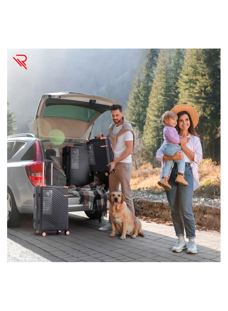 ريفلكشين REFLECTION Saphir Premium Quality ABS Suitcase Lightweight Hardshell Metalic Corner Vertical Series Travel Luggage Trolley with 4 Spinner Wheels and TSA Lock 20 Inch 51 CM Grey