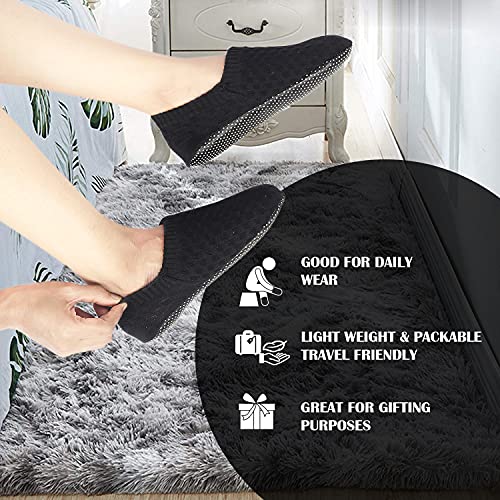 Footmate Lightweight Anti-Skid House Shoes, Anti Slip/Skid Rubber Grip Casual House Slipper Socks, Low Cut Socks for Home, Office, Living Room, Bedroom – BLACK, Size- M (24.5 cm) (2 Pair Pack) - Image 3