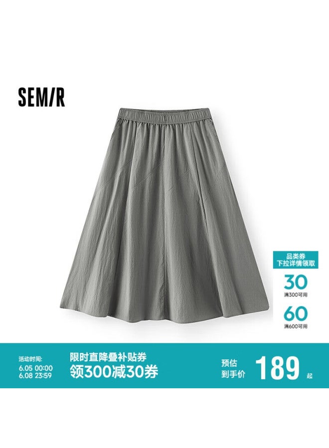 Semir Women's Summer Skirt With Elastic Waist, Textured Draping A-line Skirt, Loose And Relaxed Fit 101325120004 - Image 1