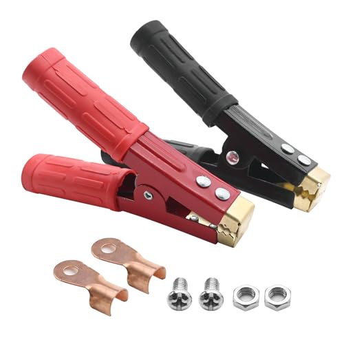 Saihisday 2Pcs Battery Jumper Cable Clamps Heavy Duty Car Battery Clamps Pure Copper Alligator Clamps or Jump Starter Cables 100A800A1500A BlackRed - Image 1