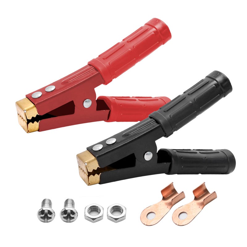 Saihisday 2Pcs Battery Jumper Cable Clamps Heavy Duty Car Battery Clamps Pure Copper Alligator Clamps or Jump Starter Cables 100A800A1500A BlackRed - Image 4
