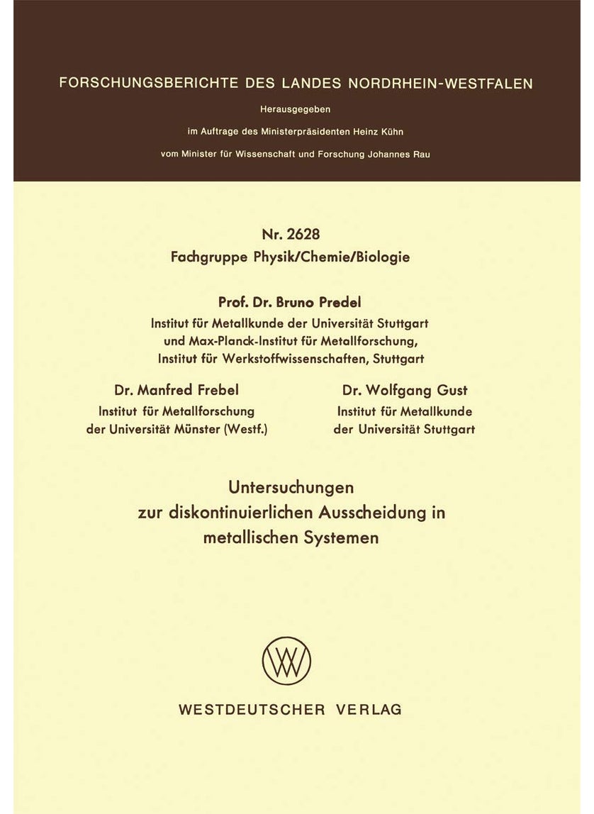 Untersuchungen zur diskontinuierlichen Ausscheidung in metallischen Systemen 