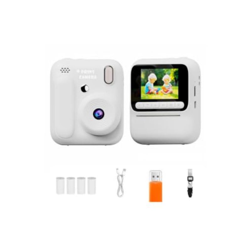 instant print camera for home and school use, thermal paper, white, ink-free instant photo printing - Image 2