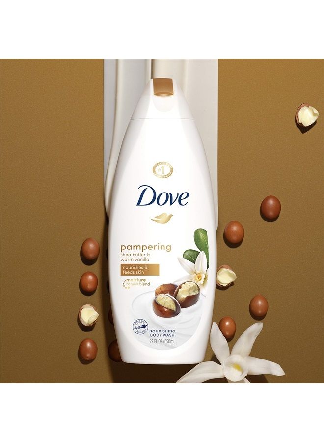 Dove غسول الجسم الفاخر 100% منظفات لطيفة، خالي من الكبريتات زبدة الشيا مع الفانيليا الدافئة غسول مرطب للجسم 22 أونصة - Image 2