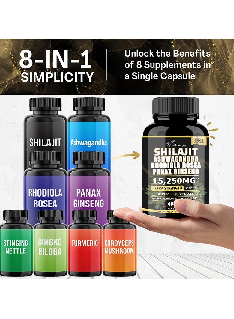 ميريالياد مكمل شيلاجيت - الكل في واحد معزز الطاقة متعدد الفيتامينات - مع أشواغاندا و7+ قوة إضافية المكونا - Image 4