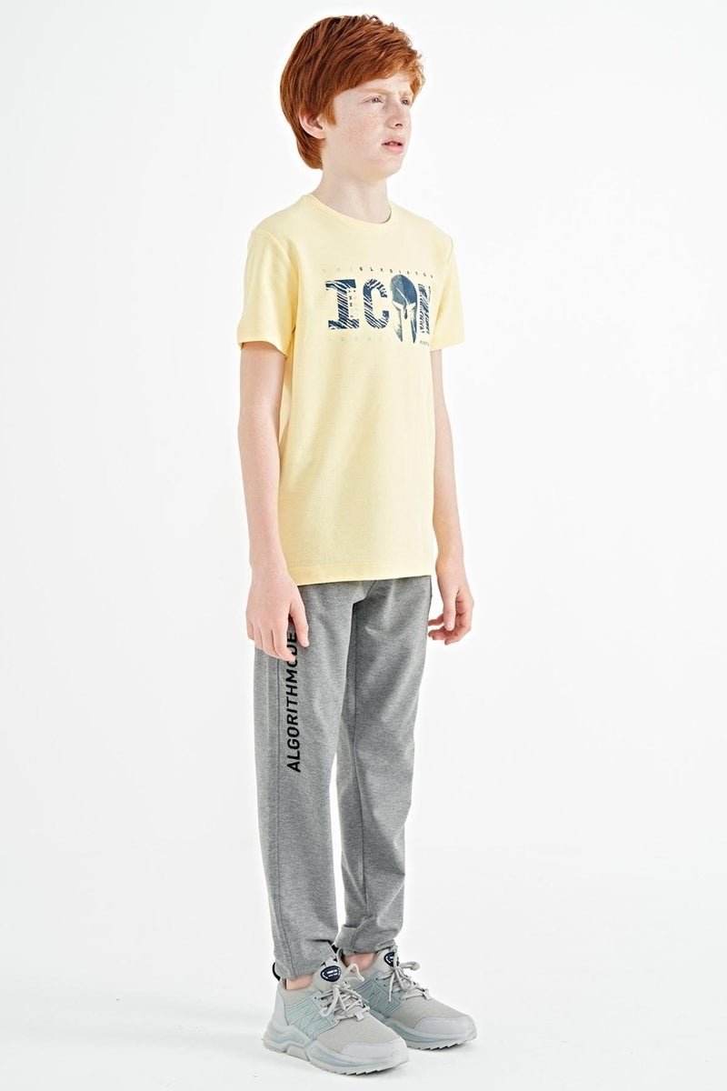 Tommy Life Yellow Front Embroidered O Neck Standard Pattern Boy T-Shirt - 11118 - Image 4