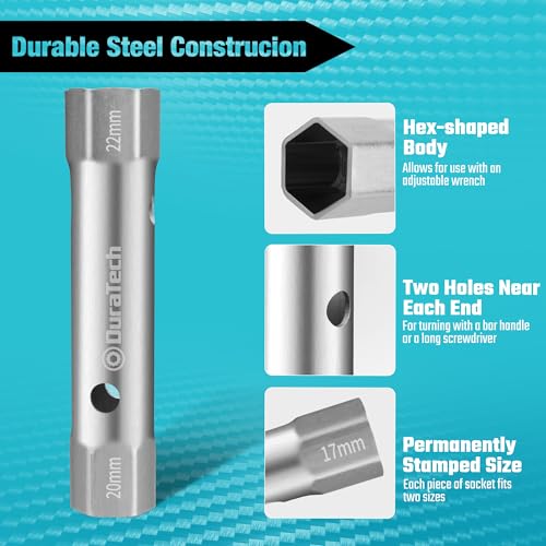 DURATECH 10Piece Shower Valve Socket Wrench Set with Bar Handles Metric 622mm for Removing Tub Shower Valve Home Plumbing Repairs - Image 3