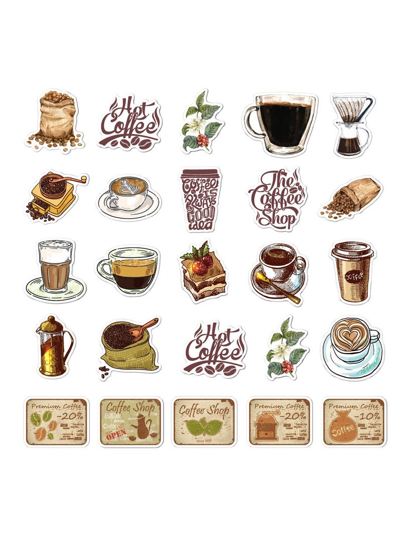 50 Pieces Retro Coffee Stickers  - Image 3