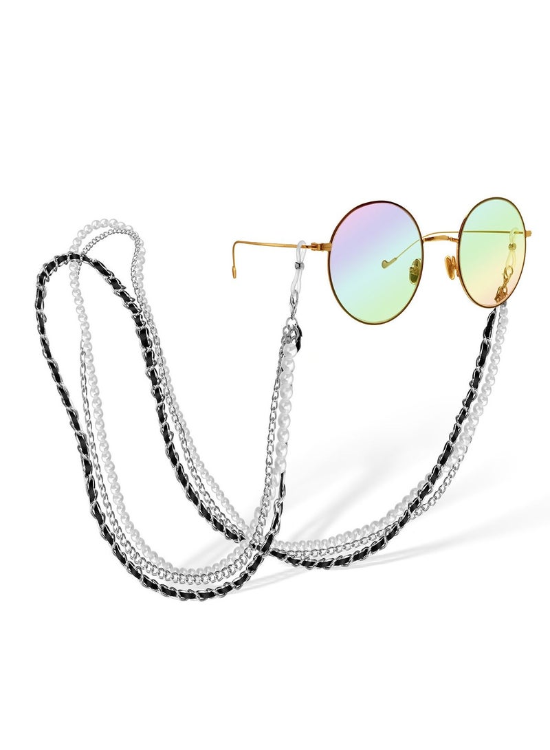 KASTWAVE Women's Pearl Leather Eyeglass Chain - Image 1