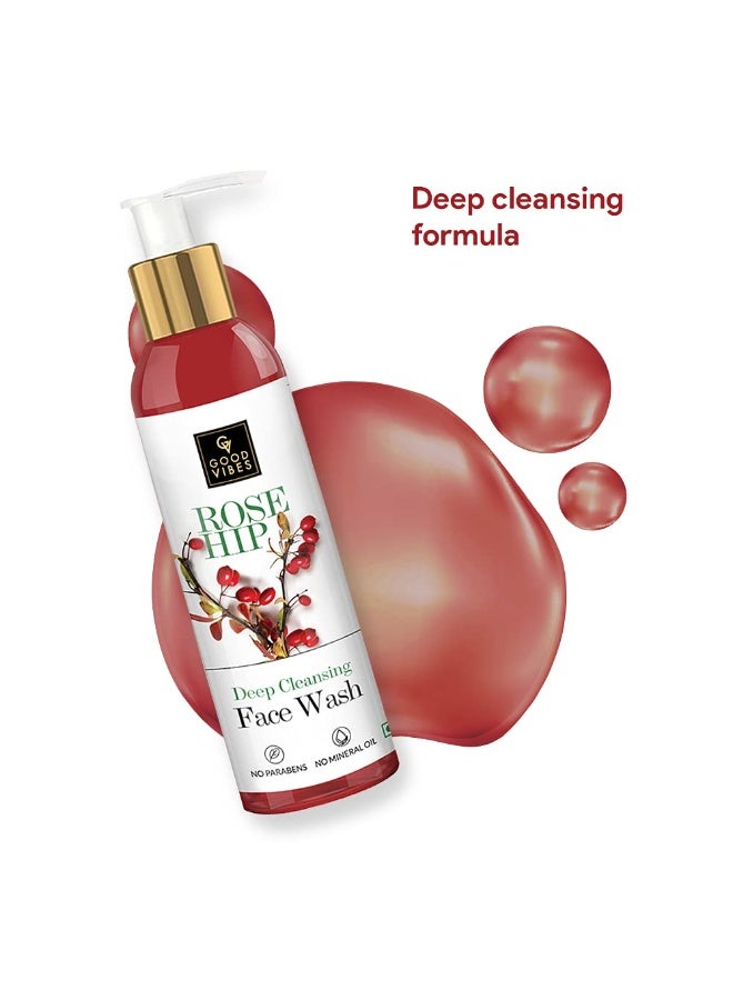 Good Vibes Rosehip Deep Cleansing Face Wash, 120 ml Naturally Controls Excess Sebum & Acne, Moisturizing Skin Softening Formula for All Skin Types, No Parabens & Mineral Oil - Image 2
