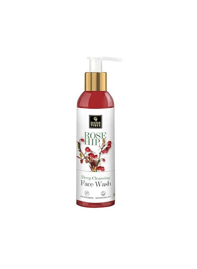 Good Vibes Rosehip Deep Cleansing Face Wash, 120 ml Naturally Controls Excess Sebum & Acne, Moisturizing Skin Softening Formula for All Skin Types, No Parabens & Mineral Oil - Image 1