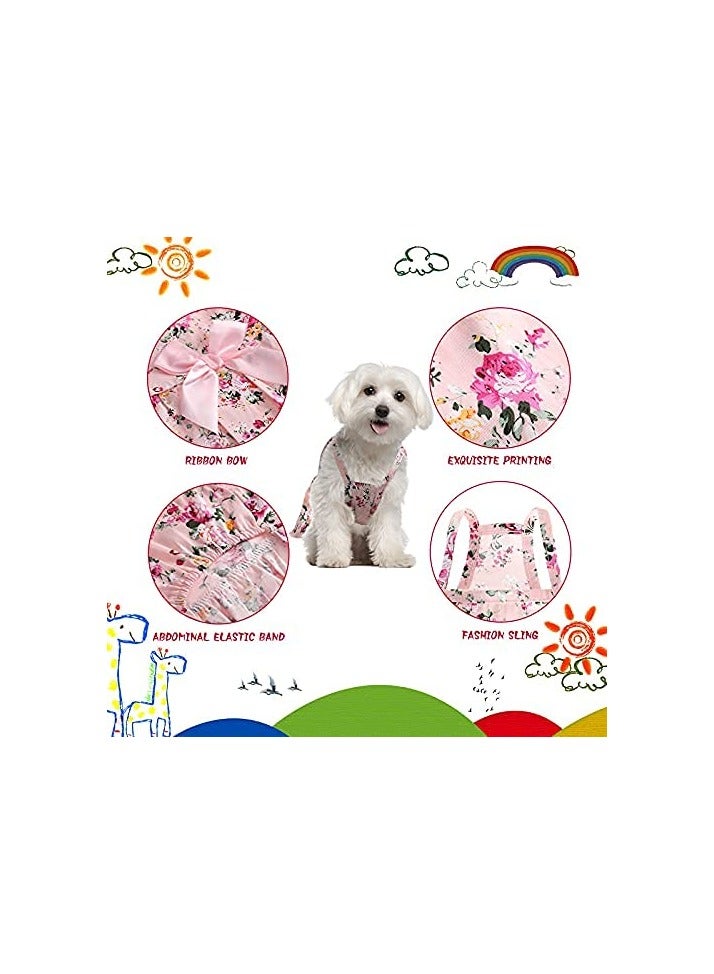 Green Tiger 4 Pieces Dog Bowknot Floral Dress Pet Princess Dress Dog Sundress Dog Princess Dress Puppy Summer Dress for Small Pets Dogs Puppy Cats(Medium) - Image 4