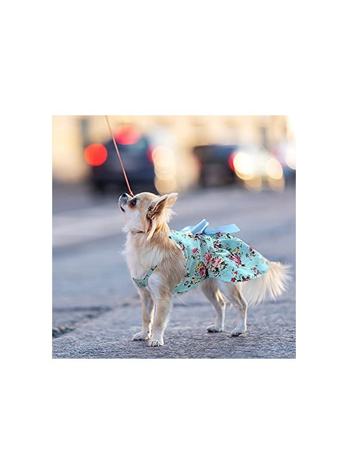 Green Tiger 4 Pieces Dog Bowknot Floral Dress Pet Princess Dress Dog Sundress Dog Princess Dress Puppy Summer Dress for Small Pets Dogs Puppy Cats(Medium) - Image 3