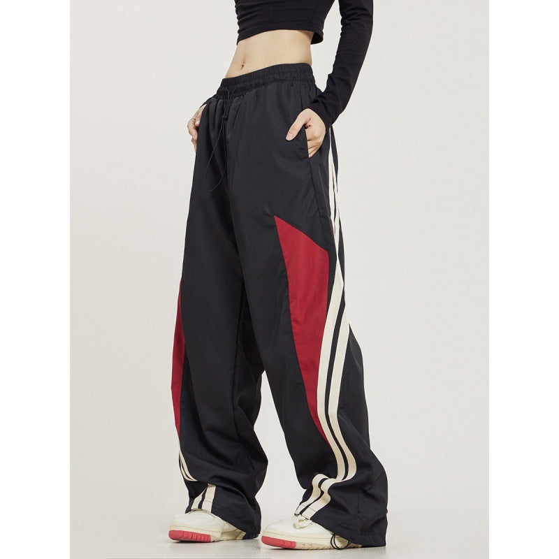 Generic Mens Autumn High-Street Hoodie Colorblock Loose-Fit Racing Jacket pants