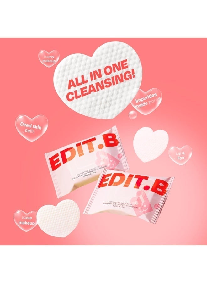 EDIT.B Joyfull Heart All In One Cleansing Pad 30 Sheets - Image 2
